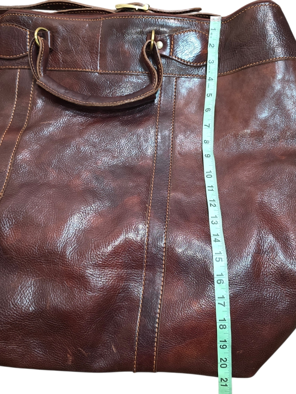 Italian Leather Duffle Bag Vero Cuoio Lavorazione Artigianale Weekender - Picture 5 of 9